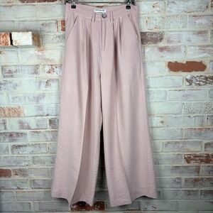 NONCHALANT LABEL Blush Pink Wide Leg Pants High Rise Pleated Minimalist